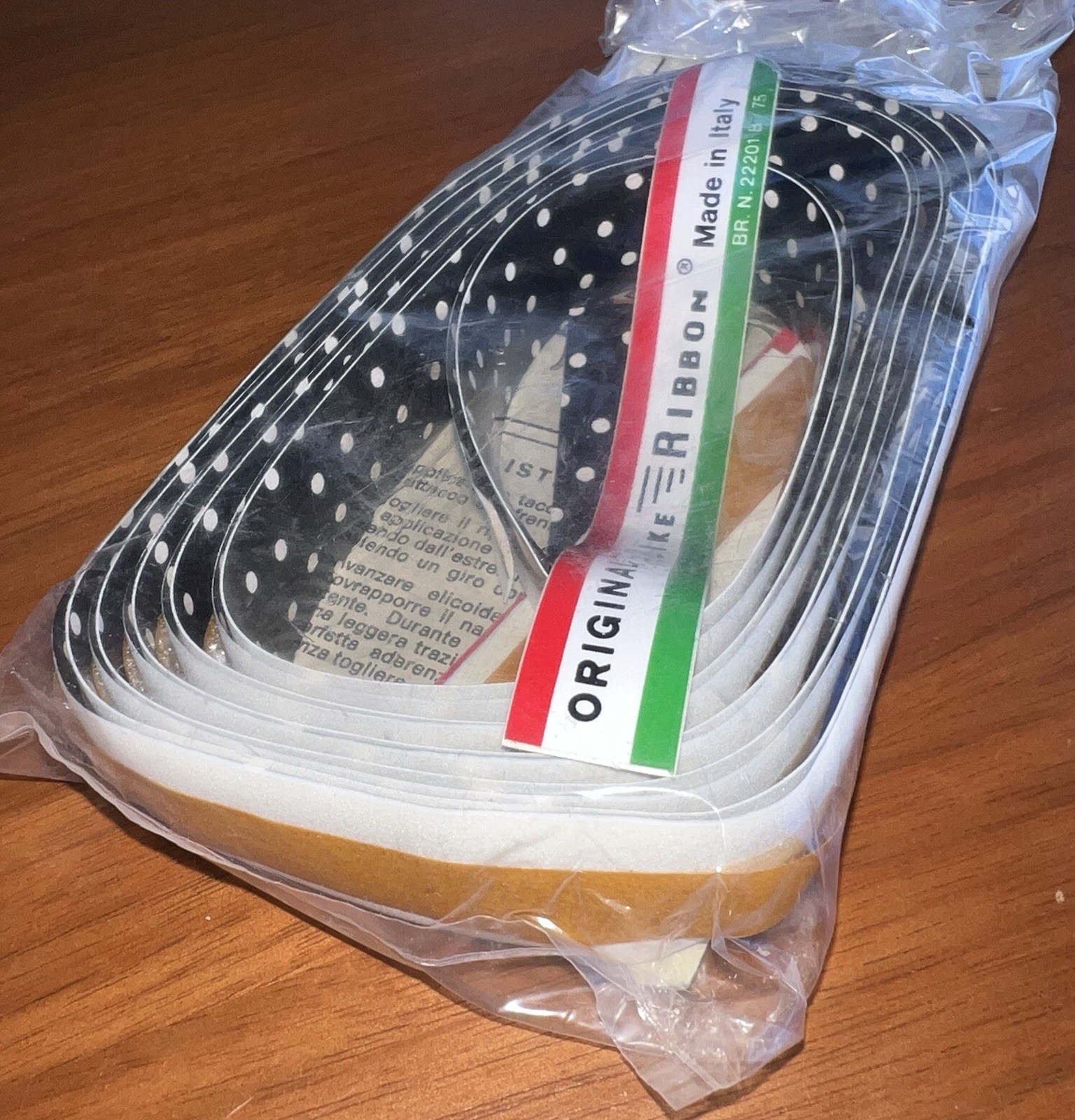 NEW/NOS Vintage Ambrosio Bike Ribbon Handlebar Tape – Black/White Polka Dot