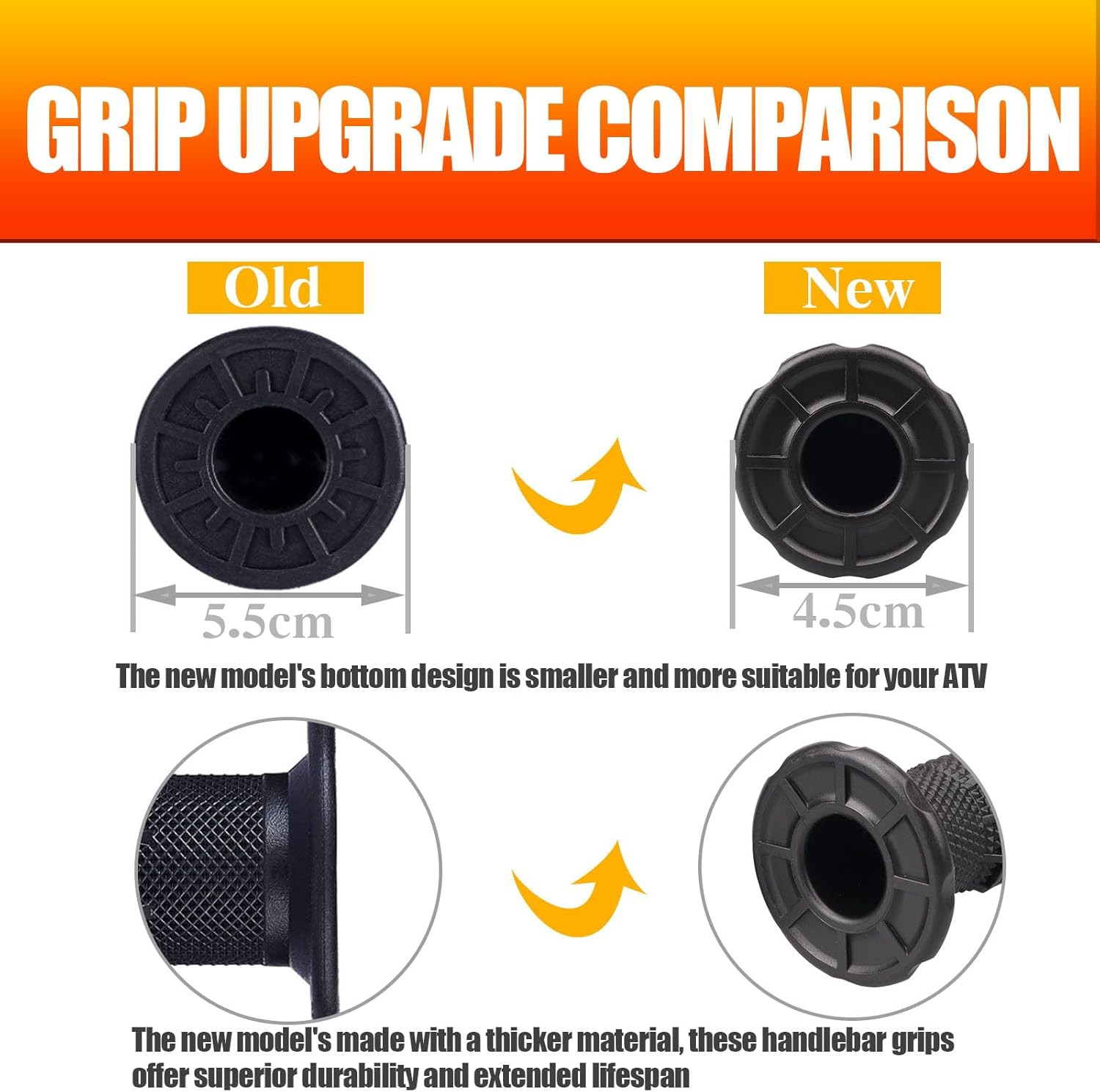7/8» ATV Grips Upgrade Universal Handlebar Grips Soft Rubber Thumb Throttle