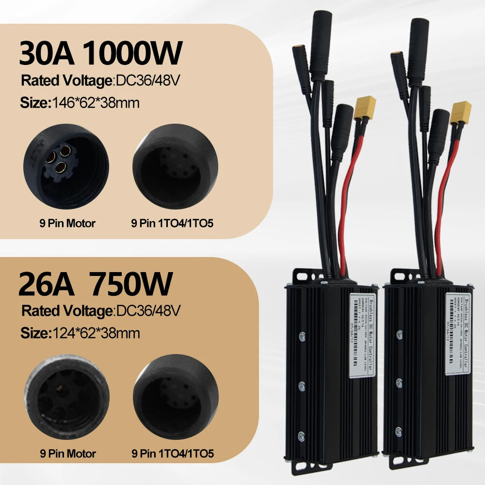 Three-Mode Electric Bike Controller 17A 26A 30A 40A 36/48V with S866 LCD Display