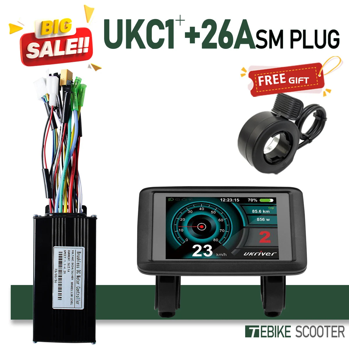 E-bike SineWave Controller 24V/36V/48V52V 17A 26A 30A 40A Three Mode Brushless