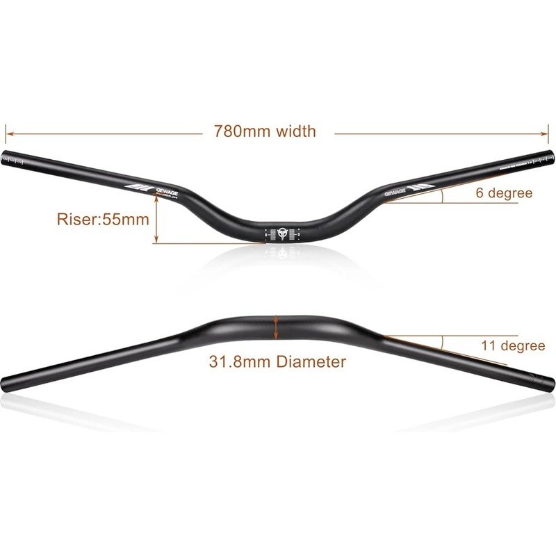Modern Mountain Bike Handlebar 780mm Aluminum Ergonomic Non-slip Durable Design
