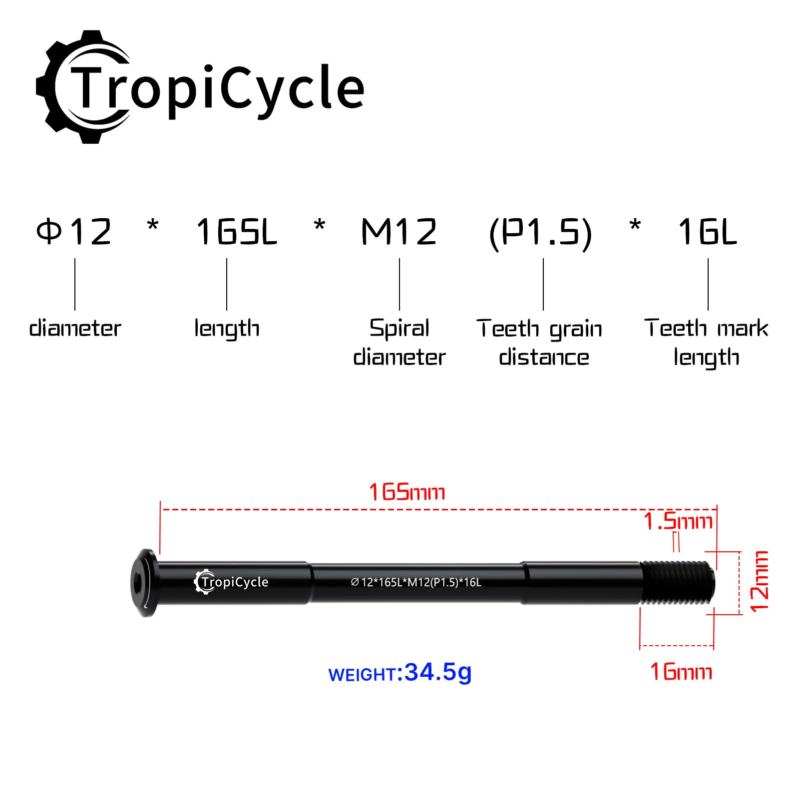 MTB Road Bike Thru Axle M12 Front Rear 12×100 142 148 Aluminum Alloy