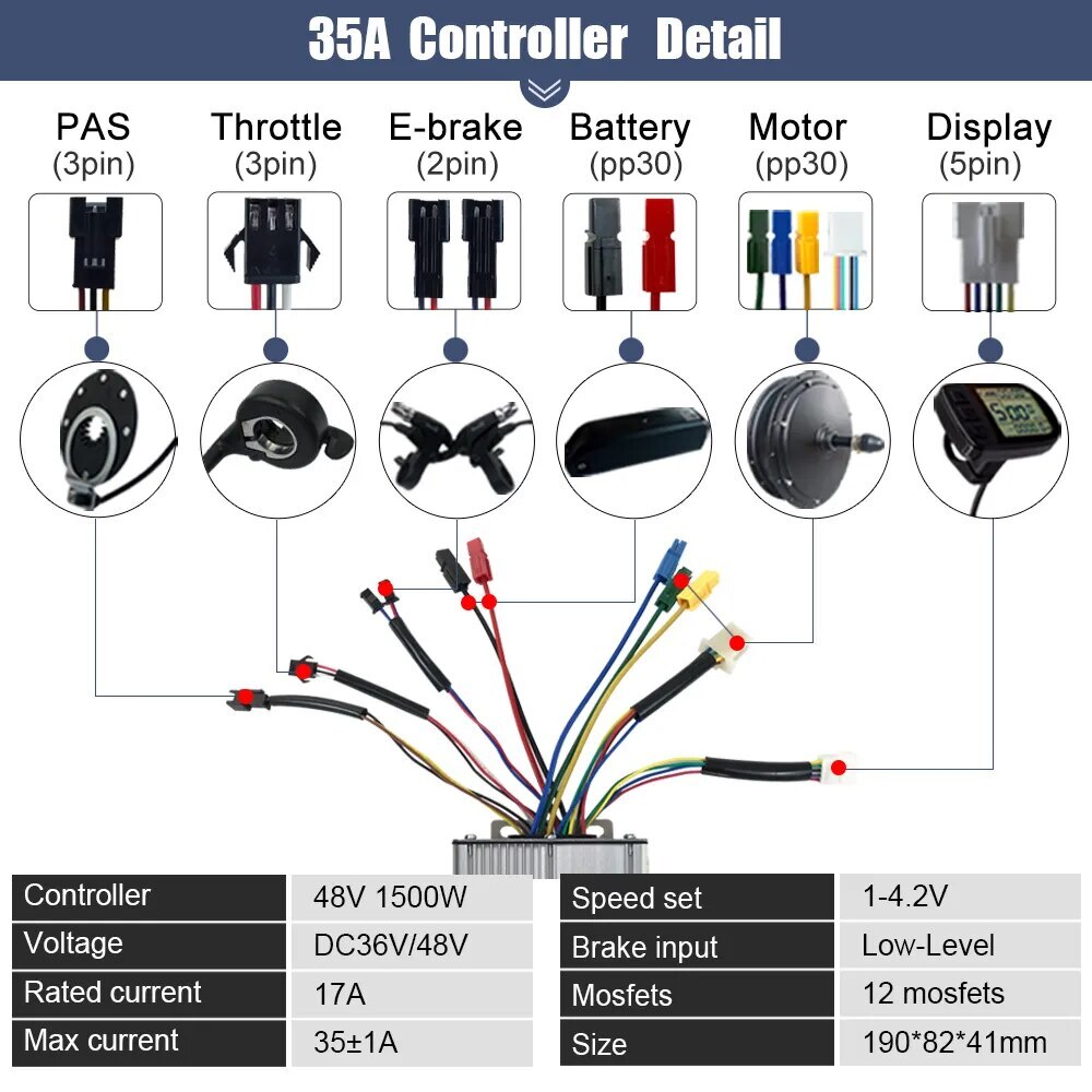 Snow E-bike Conversion Kit 20/26in 48V 1500W Rear Rotate Hub Motor Wheel