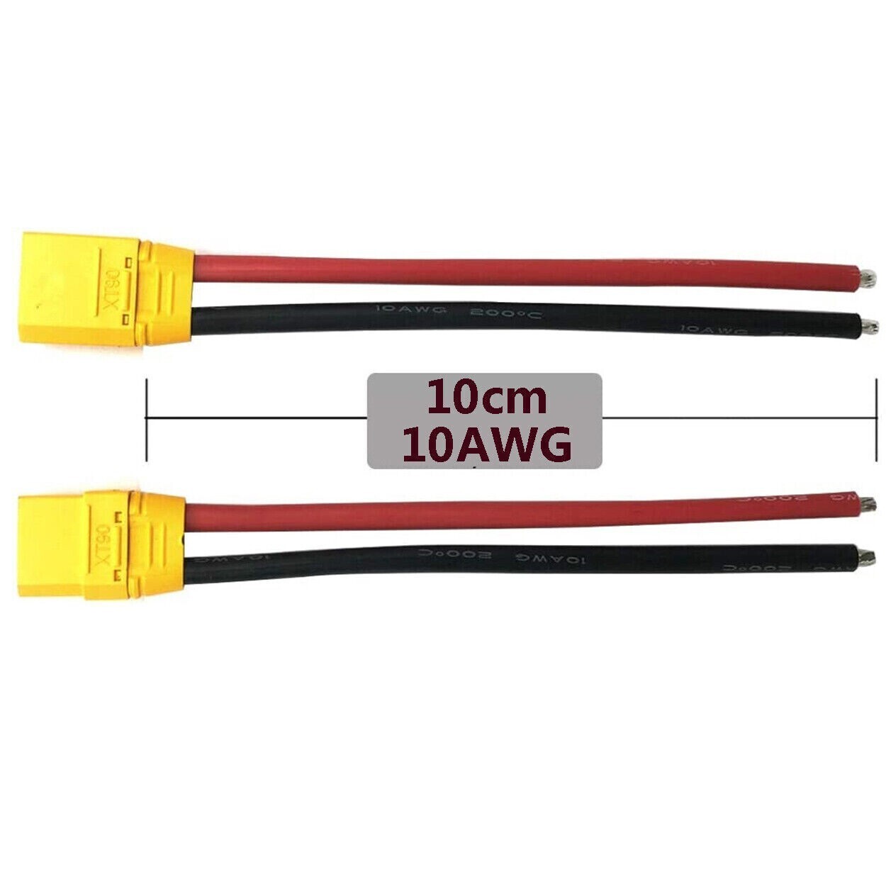 1 Pair 10AWG XT90 Pigtails Cable Male Female Connector for Ebike Li-Ion Battery