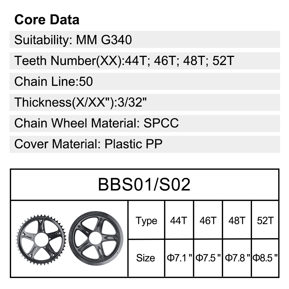 Bafang 44T 46T 48T 52T Chainwheel Chain Ring Sprocket Guard For BBS01B BBS02B