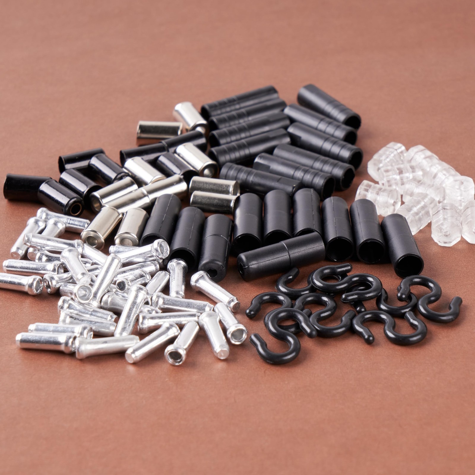 80 Pcs Bike Cable End Caps Combo Set,Brake Crimp,Bike Shift argent
