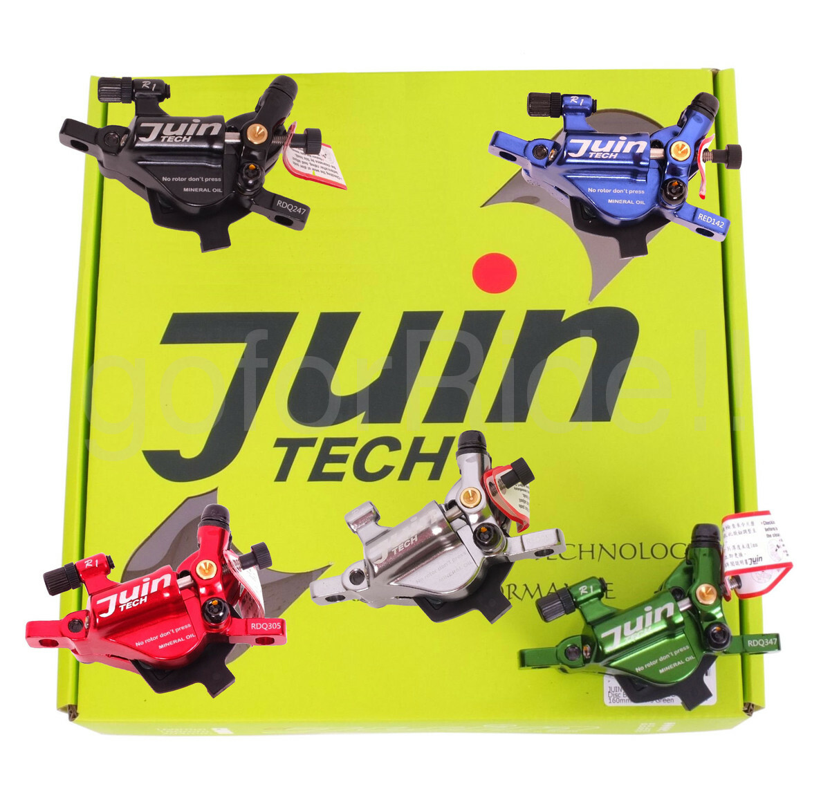 Juin Tech R1 Hydraulic Road/CX Bike Disc BrakeSet Dual Side Front+Rear Gray