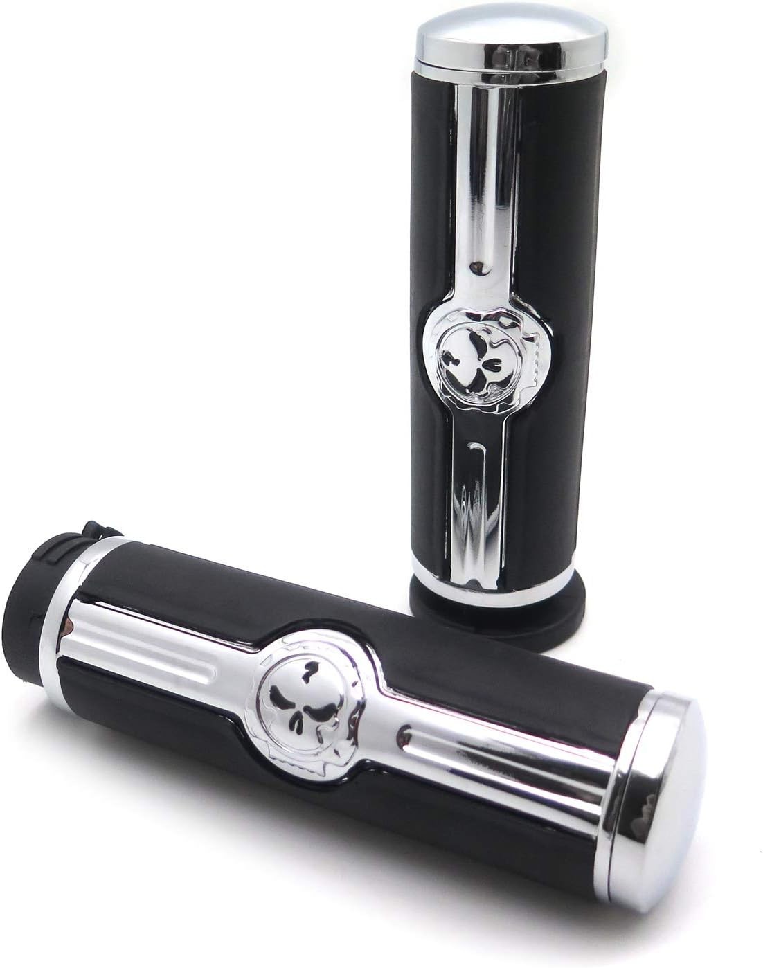 Chromed Handlebar Skull Grips to Compatible with 96-07 Touring Models and96-late