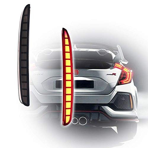 Lens Full LED Bumper Reflector Lights Tail Brake Rear Fog Lamps For 2017 Smoked