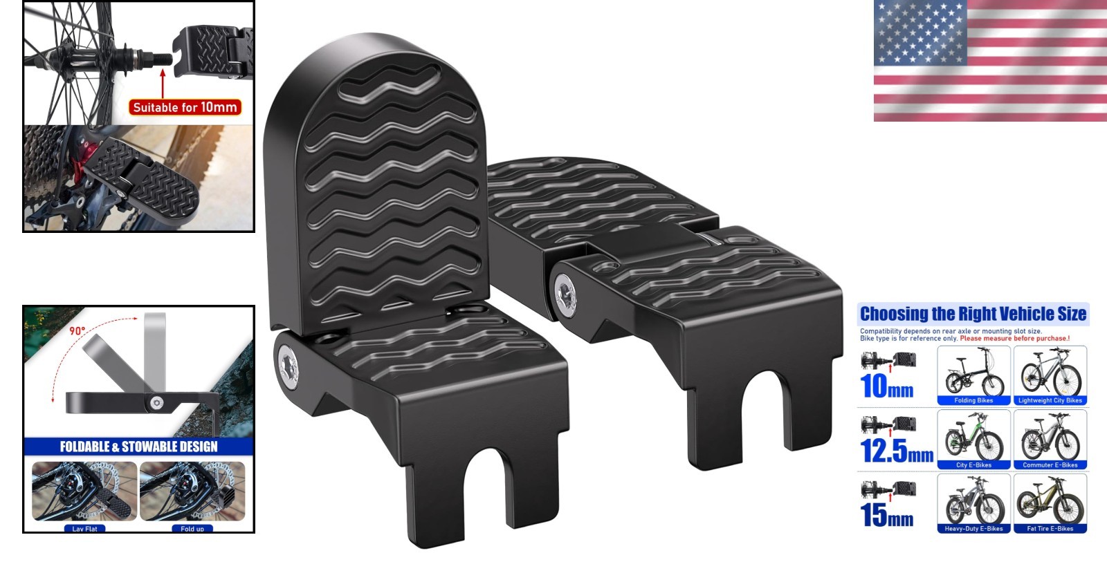 Durable Aluminium Foot Pegs for E-Bike, Mountain Bike#
