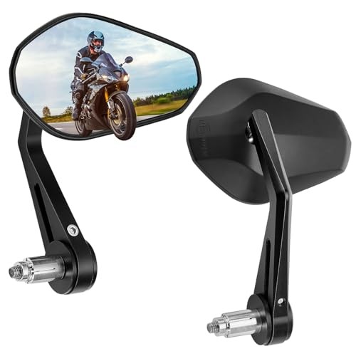 Motorcycle Bar End Mirrors, Universal Fit for 7/8” Handlebars, Billet