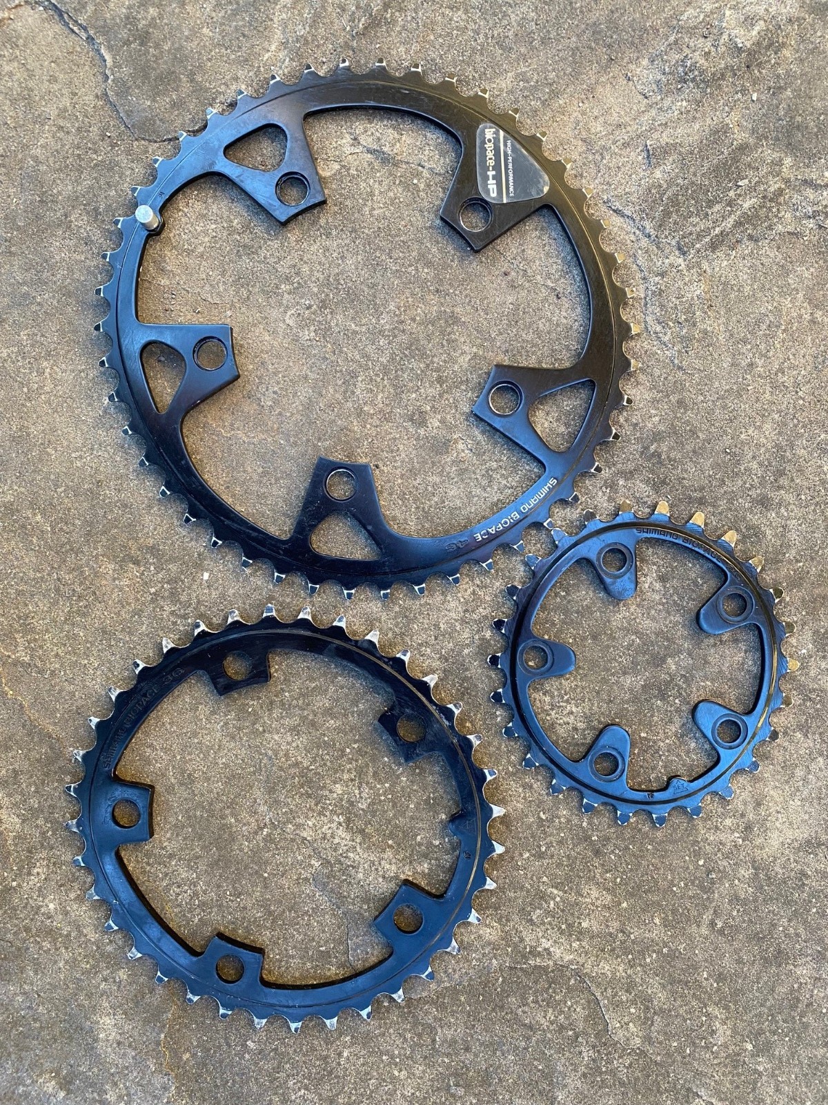 Vintage Black Shimano Deore XT HP Biopace 46/36/26 MTB Chainrings 110BCD