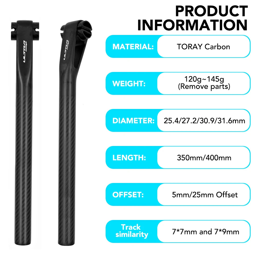 Carbon Seatpost 25.4/27.2/30.9/31.6MM Offset 5MM/25MM for MTB/Road Seat Tube
