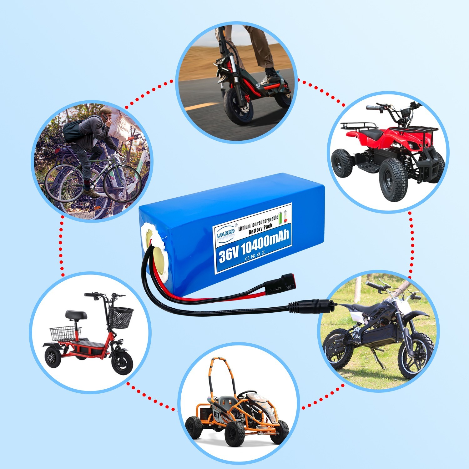 36V 10AH Battery for 200W-700W Ebike Electric Bicycle Bike Scooter 30A BMS