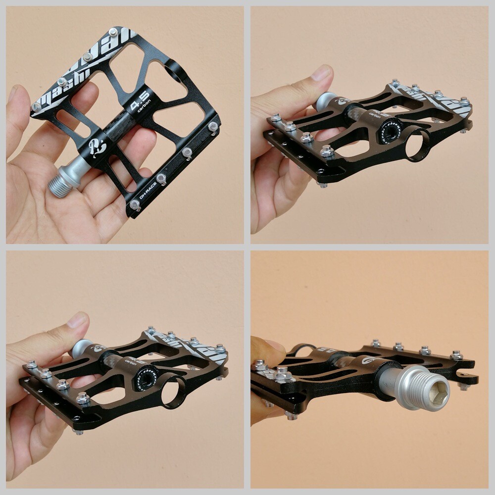 SHANMASHI MTB Road Anti-slip Flat Pedal XC Bike 3Bearings Tube Carbon Pedals