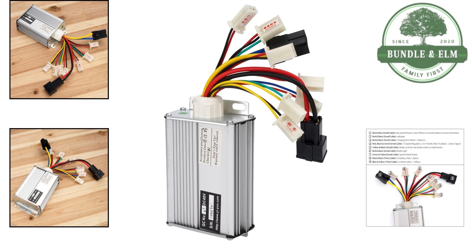 High Power 48V 1000W Controller for Electric Vehicles with Black Connector