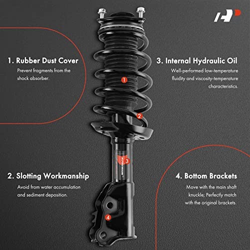 Front Pair (2) Complete Shock Struts & Coil Spring Front Left and Right