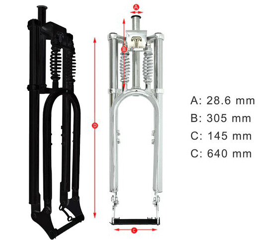 Adjustable 1-1/8″ Bike Fork Dual Spring 26″-29″ x 3.0 – 4.0 Fork with Disc Mount