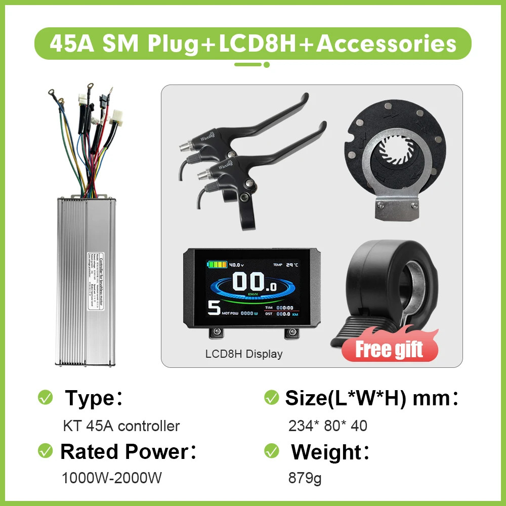Electric Bike Sine Wave KT Controller 36V/48V/52V 45A with LCD Colour Display
