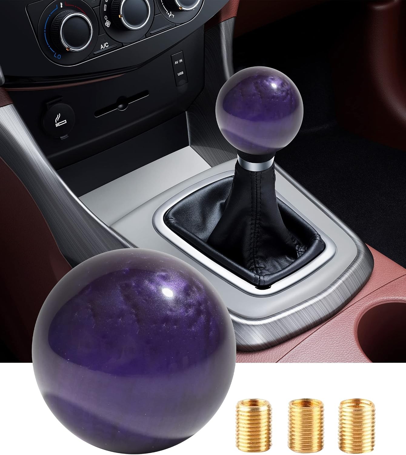 Shift Knob Manual Gear,Round Shift Knob Acrylic Gear,4 5 6 Speed Universal Shift