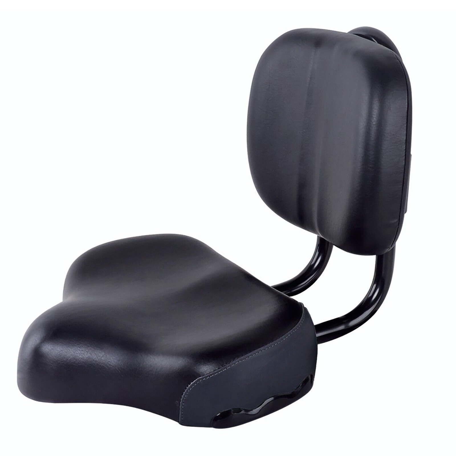 Bike Saddle Seat w/ Backrest Bicycle Extra Wide Comfort Leather Cushion Soft Pad