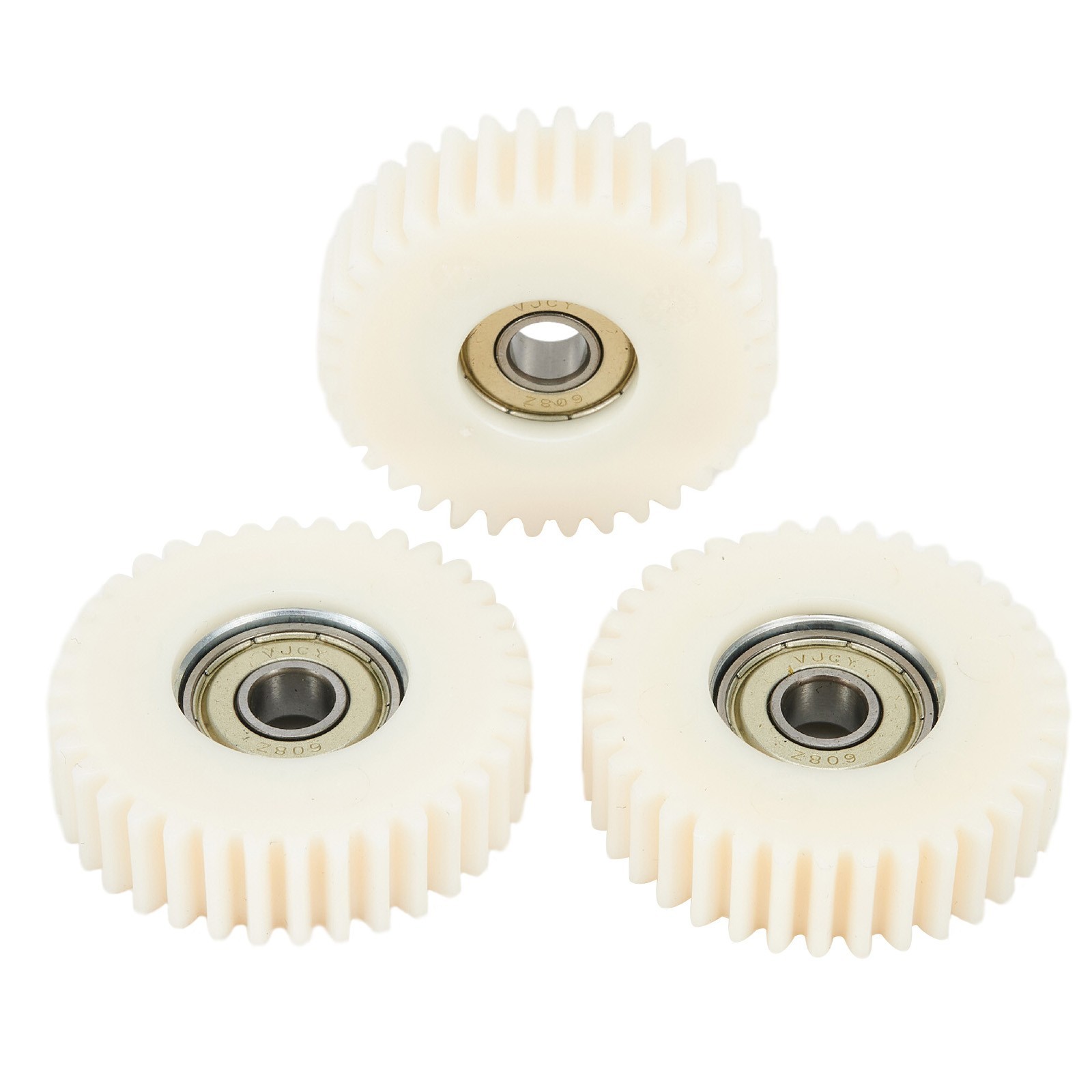 36T Gear Nylon Material Nylon Gear Wheel Hubs White Color With Bearings