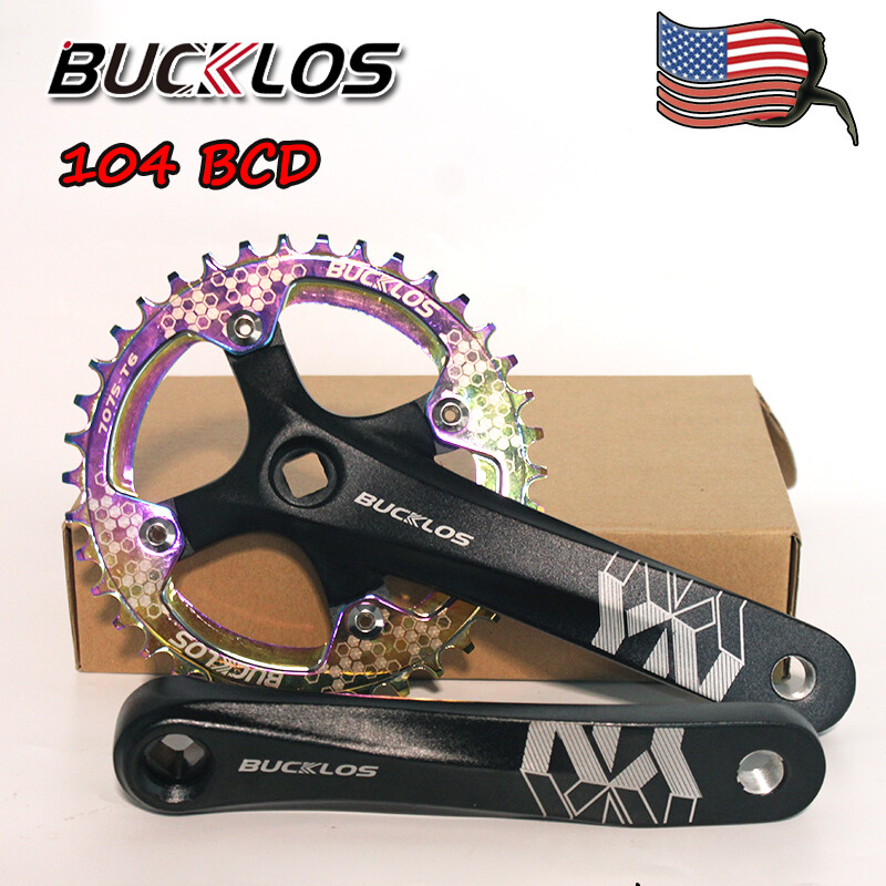 BUCKLOS 104bcd Bike Crank 30-42T Narrow Wide Single Chainring MTB Bike Crankset