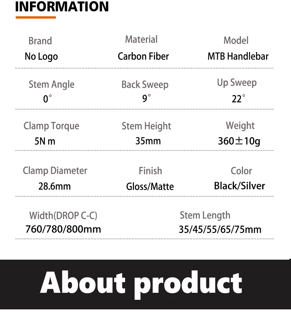 Carbon Integrated DH MTB Crosscountry Bicycle Cockpit Handlebar 28.6×740-800mm
