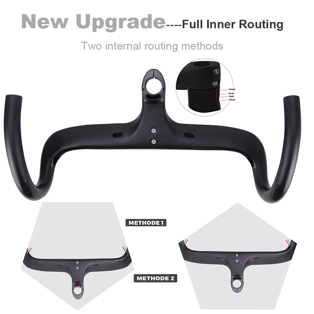 Carbon Gravel Road Bike Integrated Handlebar 400/420/440mm Full Inner Routing