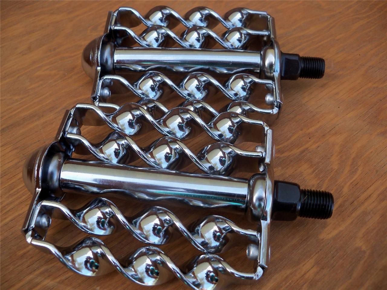 Deluxe Double Flat Twisted Lowrider Bicycle Chrome Pedals 1/2″ Cruiser Bike