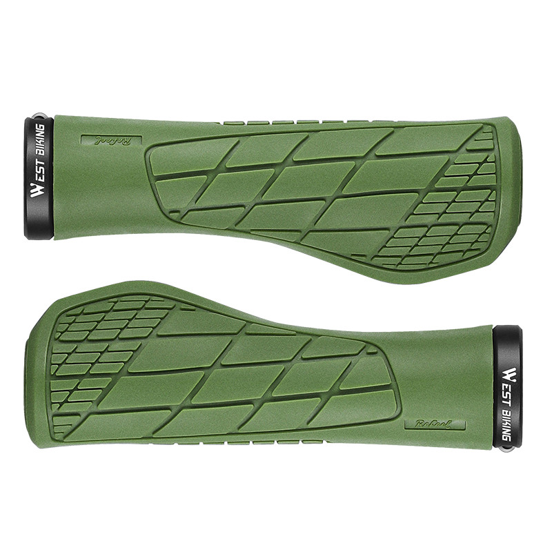 WEST BIKING Bicycle Handlebar Grips Ergonomic Lock-on Rubber Bike Grips Green