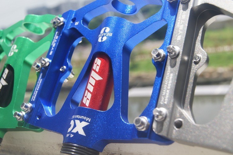 Aluminum Road MTB Mountain Bike XC Bicycle Pedal 3 Bearings Flat Pedals Blue