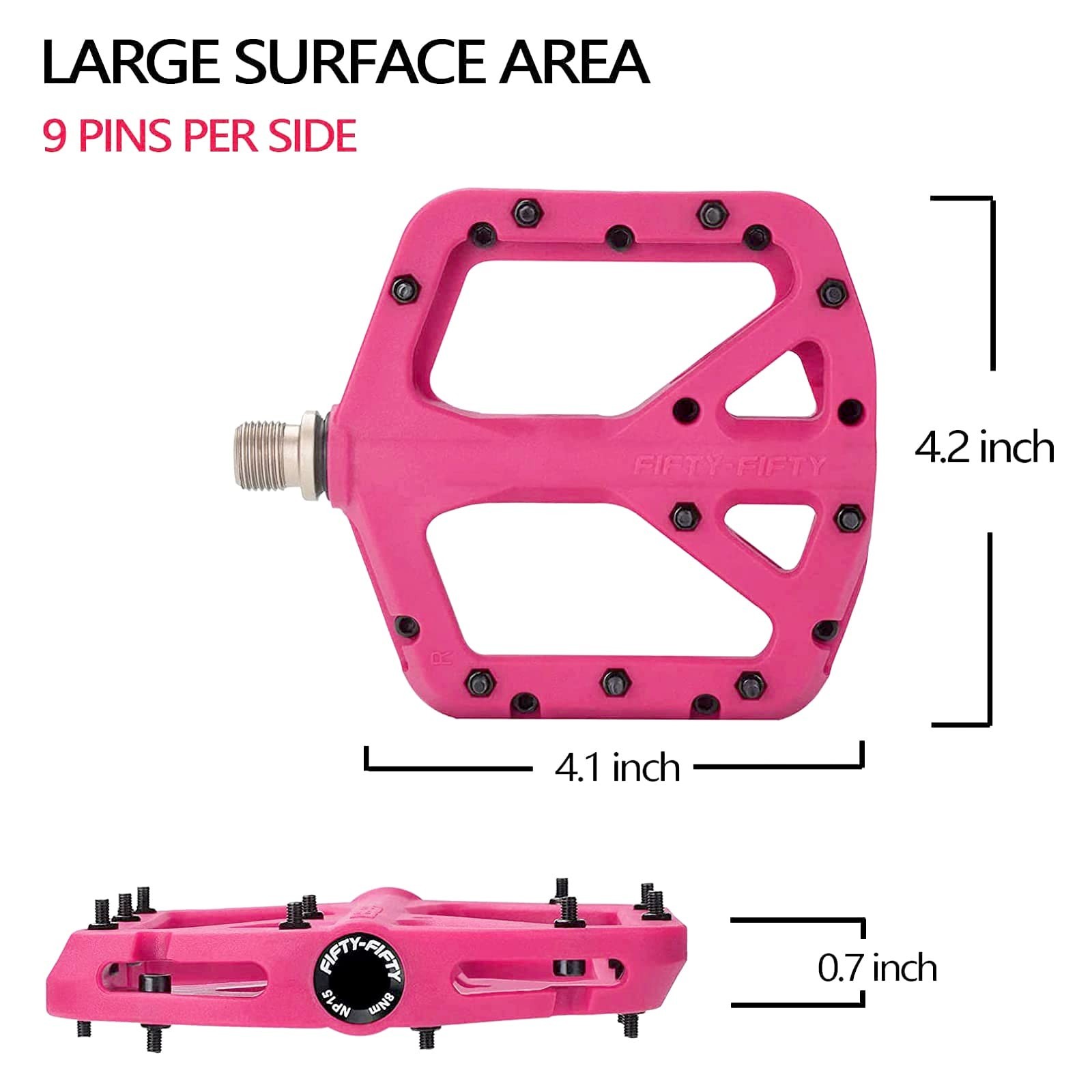 FIFTY-FIFTY Mountain Bike Pedals, Non-Slip MTB Nylon Composite, 9/16″ Bicycle…