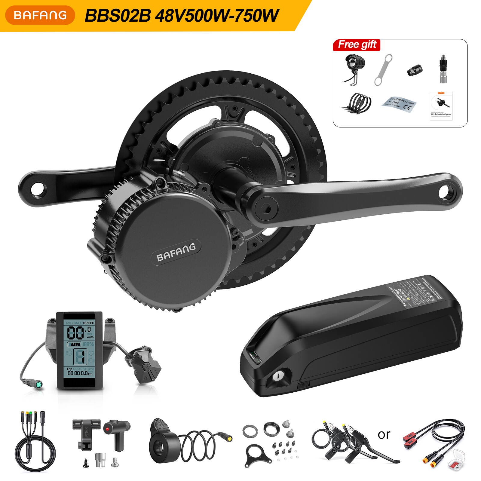Bafang Mid Drive 750W Electric Bicycle BBS02B 48V 500W BBS02B Conversion Kits