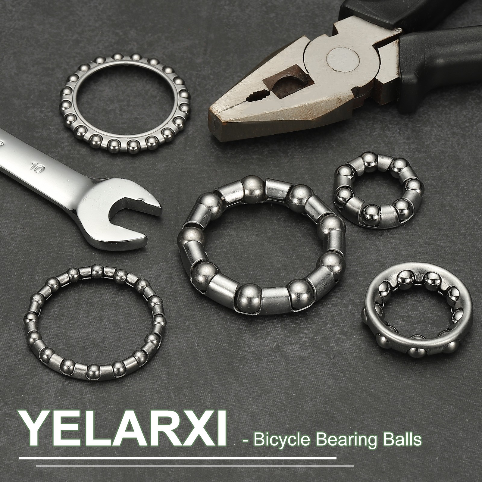 Bike Ball Bearings, Bicycle Crank Bearing #5, 3/16″ x 20 Balls 8 Pack Silver