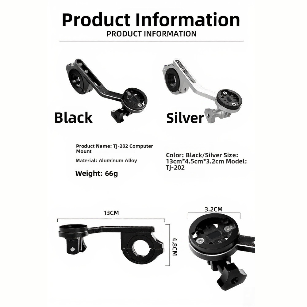 MTB Aluminum Extension Frame 13cm x 4.8cm for Bike For Cameras and Front Lights