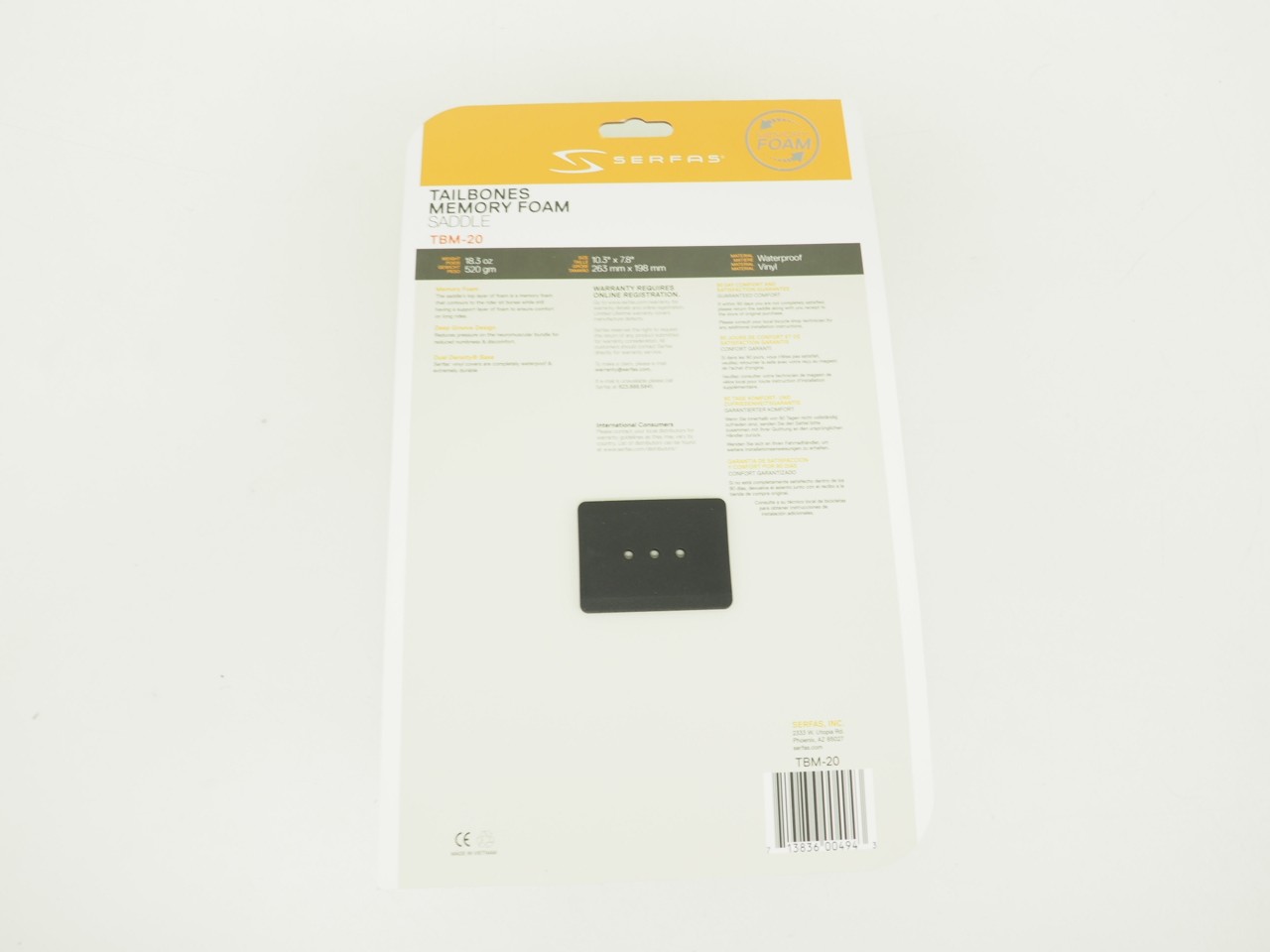 NEW! Serfas TBM-20 Tailbones Memory Foam 198mm Bicycle Saddle Black