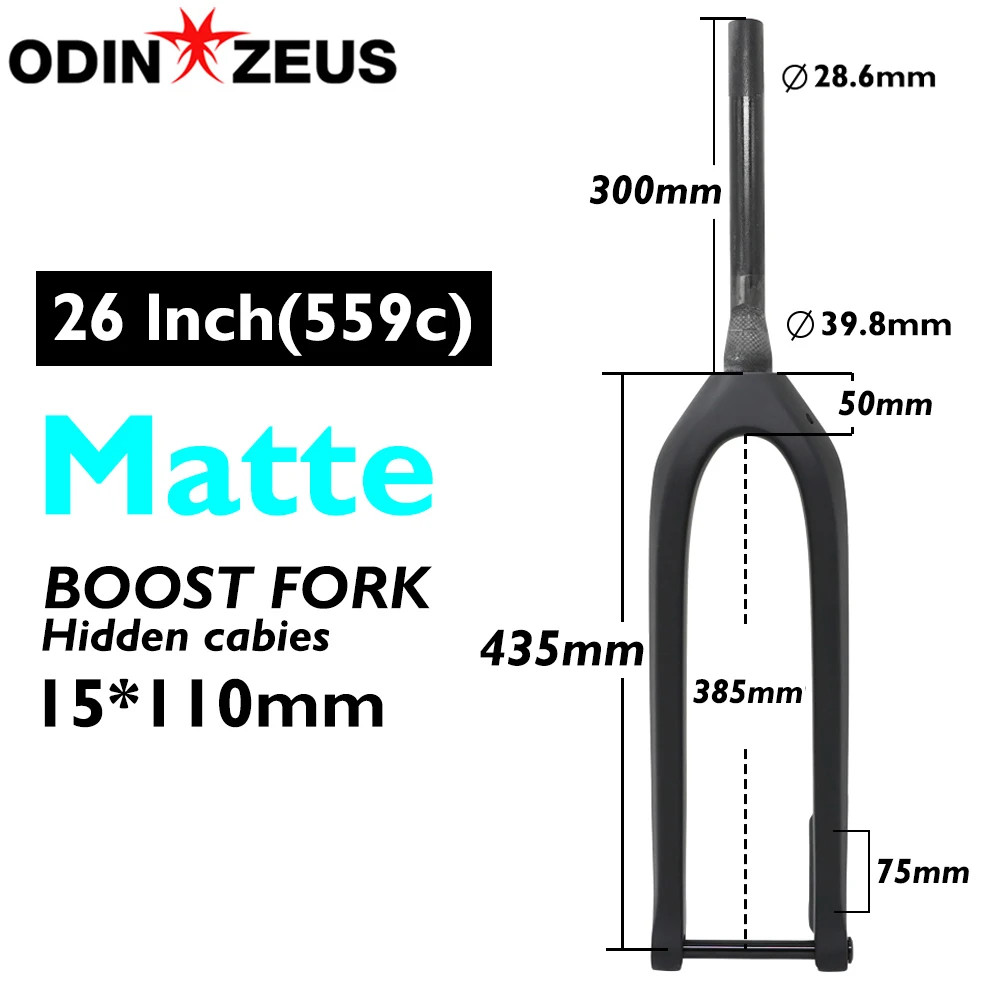 26/27.5/29 Inches MTB Carbon Fiber Rigid Fork Boost Thru Axle 15*110mm Tapered
