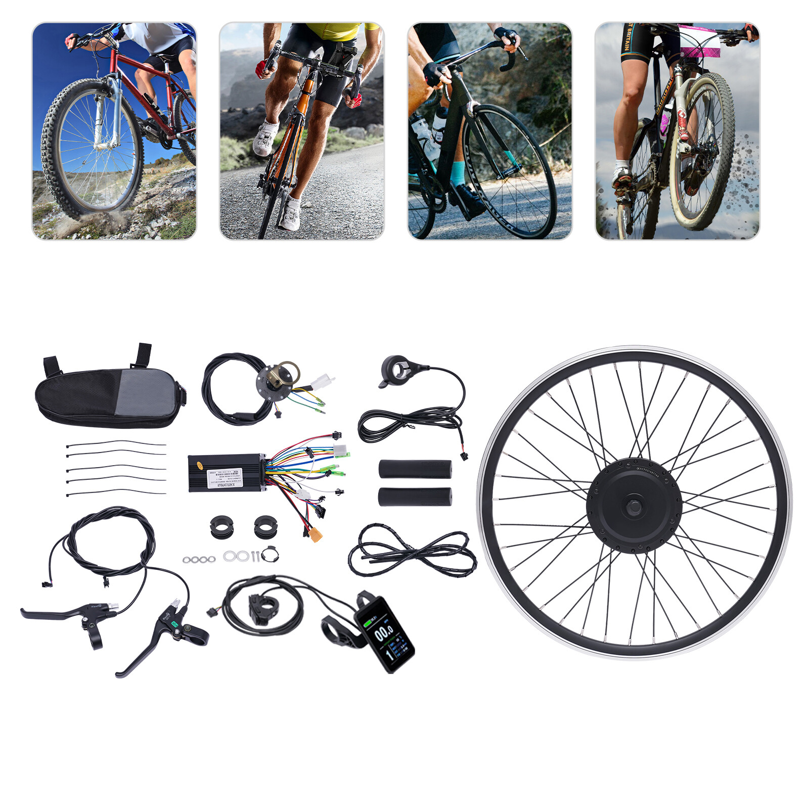 24″ 500W 36V E-Bike Front Wheel Electric Bicycle Hub Motor Conversion Kit LCD