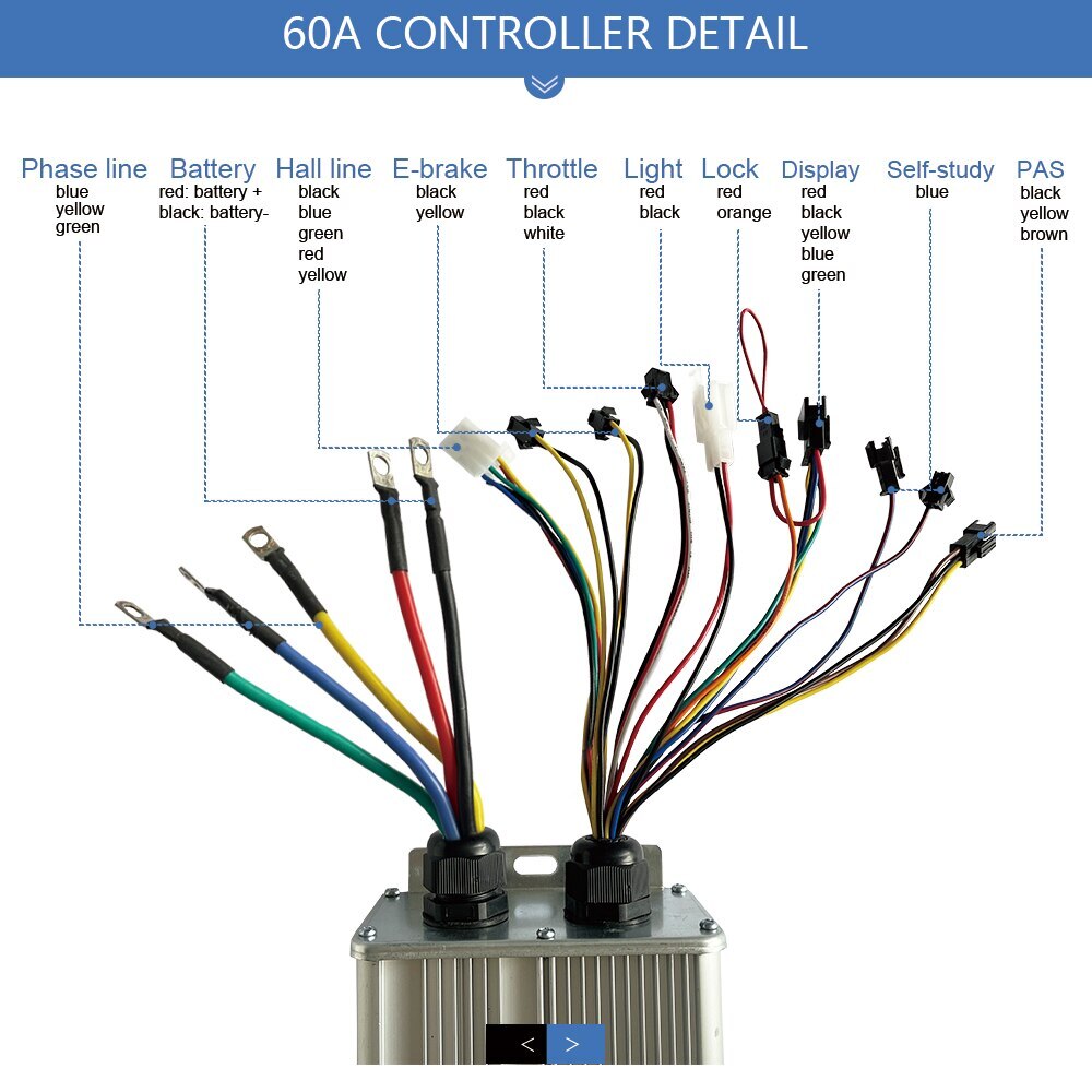 Electric Bicycle Controller 1000W 1500W 2000W 3000W 60A Sinewave Controller