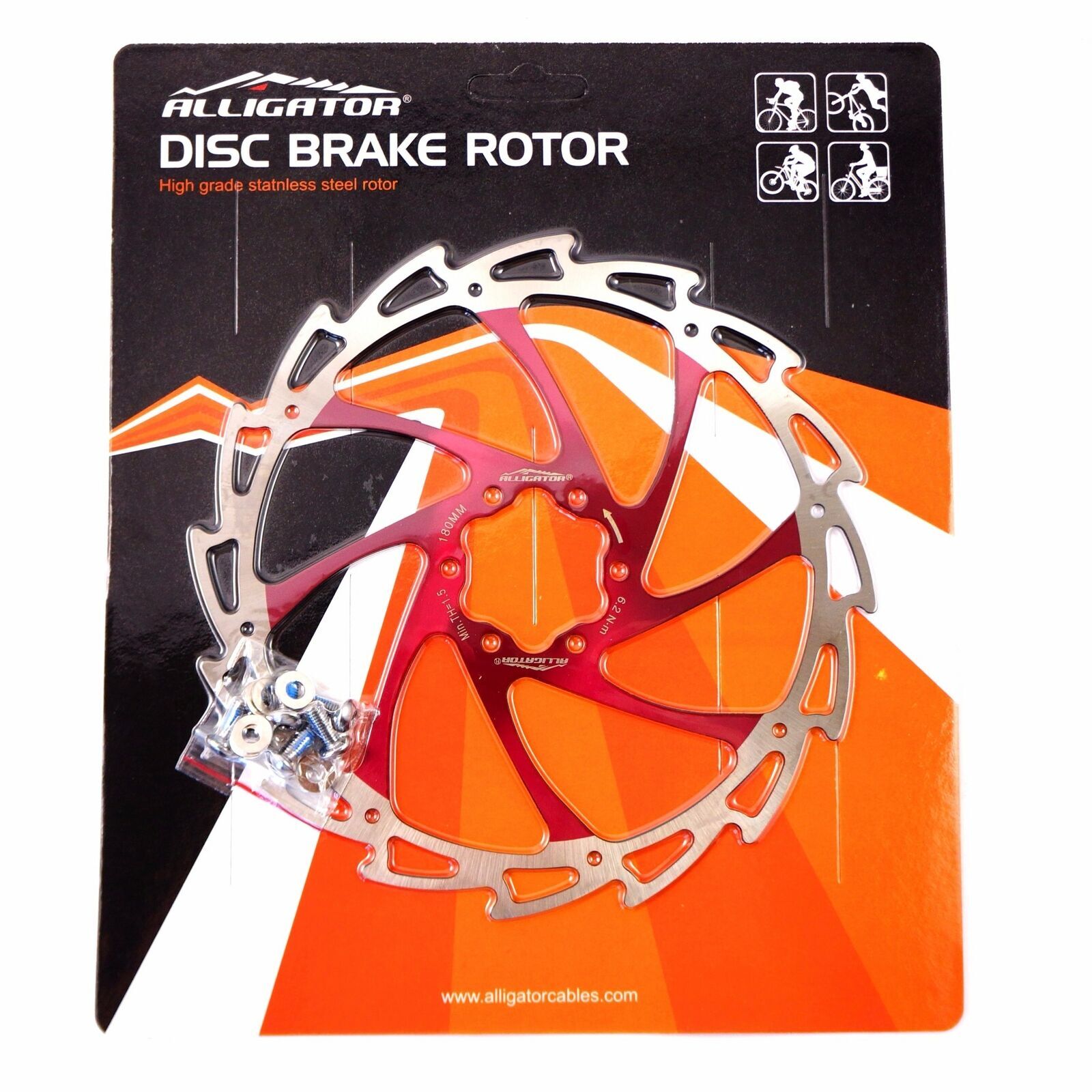 ALLIGATOR Light Weight Wind Cutter Disc Brake Rotor – Red 140/160/180/203mm s