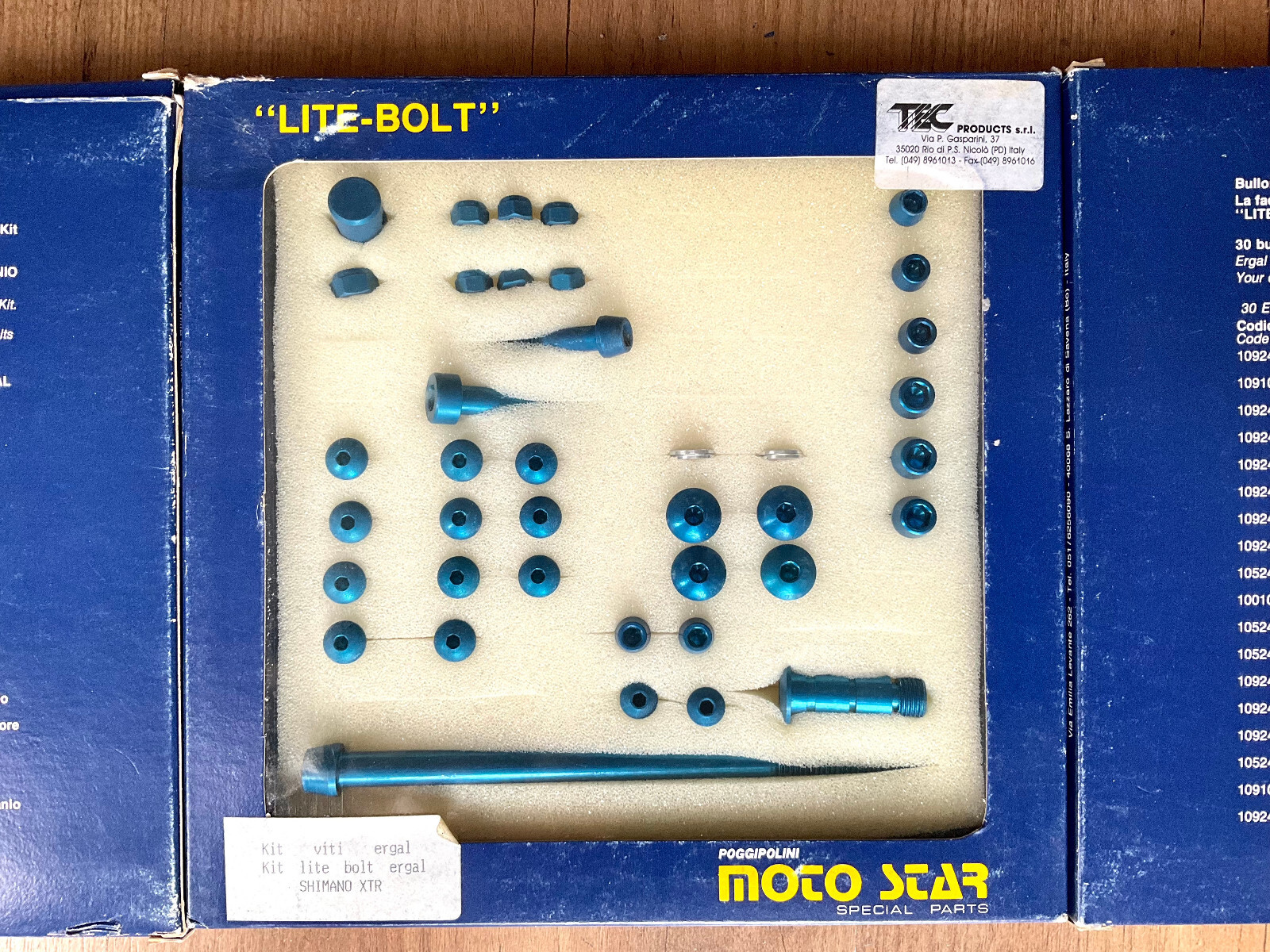 NOS TEC light AL blue screws nuts/bolt kit/set Shimano XTR old school vintage MTB