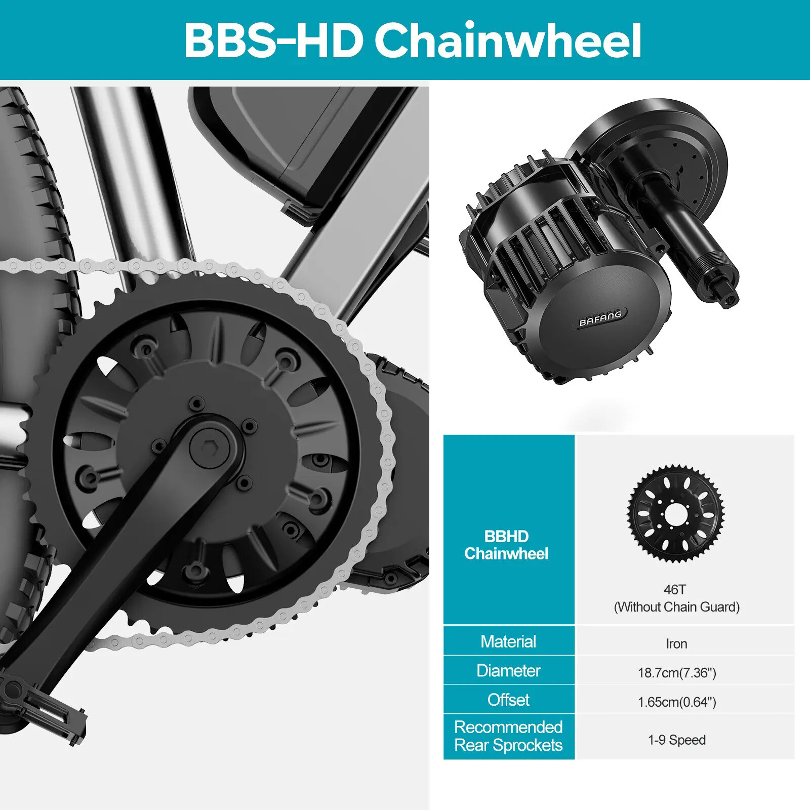 48V Bafang Electric Bike 1000W BBSHD Mid Motor Kit BBS03 Conversion Kit 68-120mm