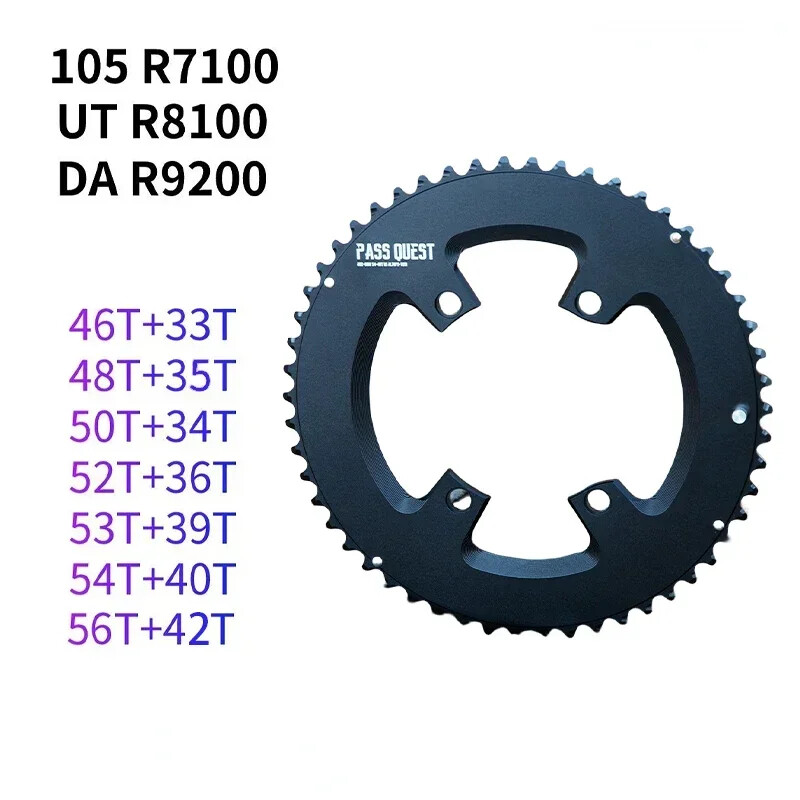 110bcd 4 Bolts Double Chainring 54T-35T Road Bicycle Crankset Round Chainwheels