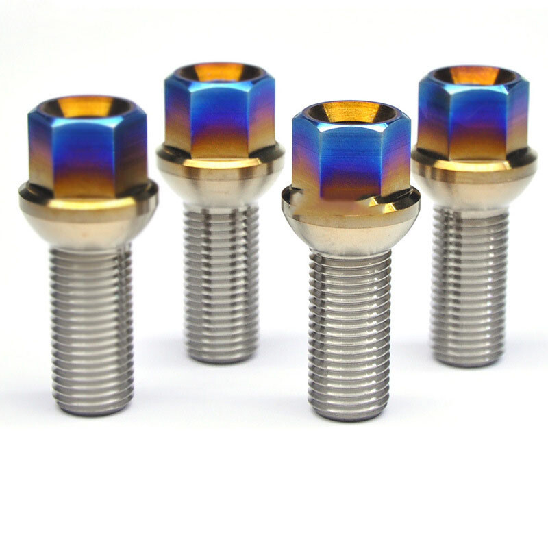 4pcs M14 x 1.25/ 1.5x 28/35mm titanium wheel hub screw bolts