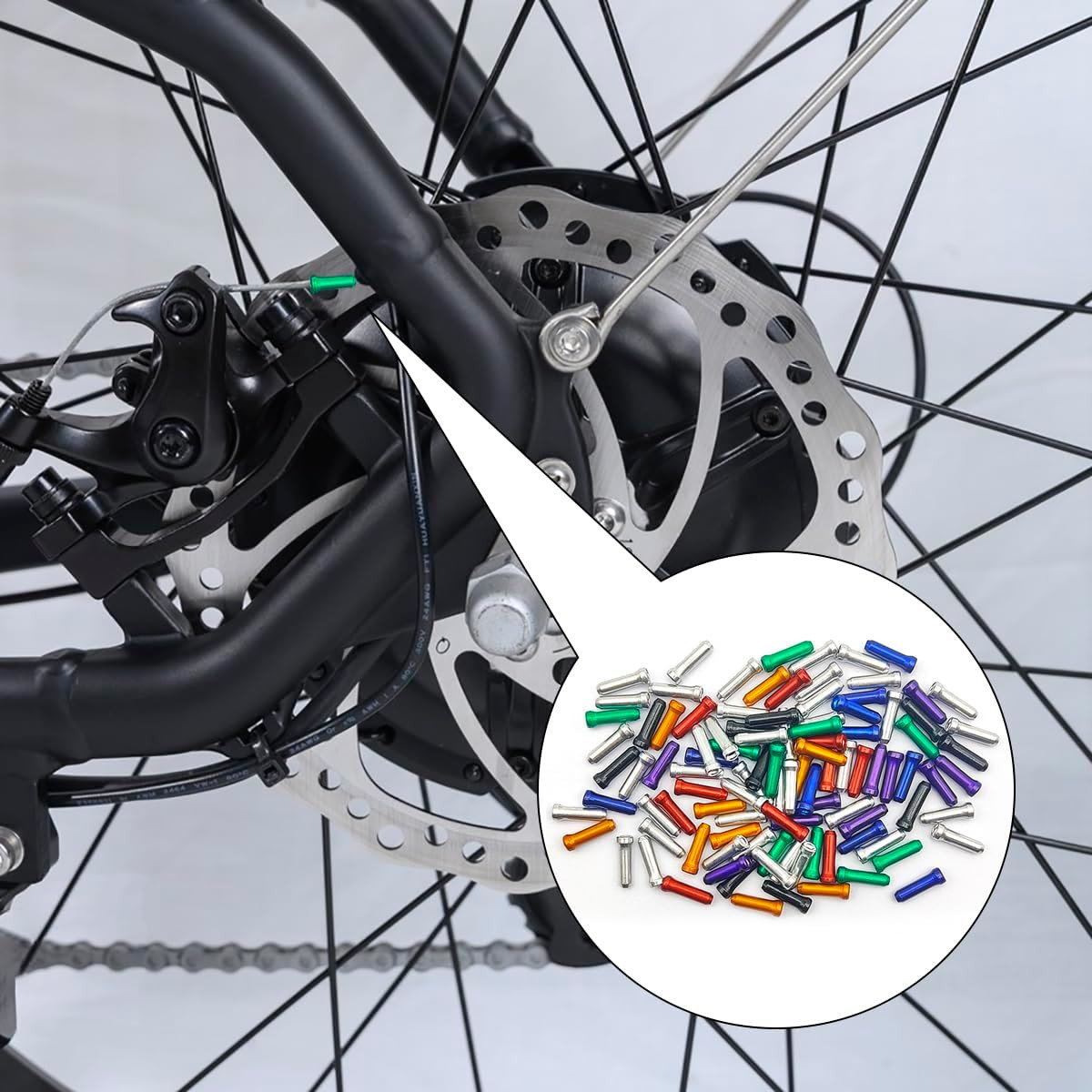 100 Pcs Bike Cable End Caps, Cable End Crimps, Derailleur Cable Tips, Bike Brake