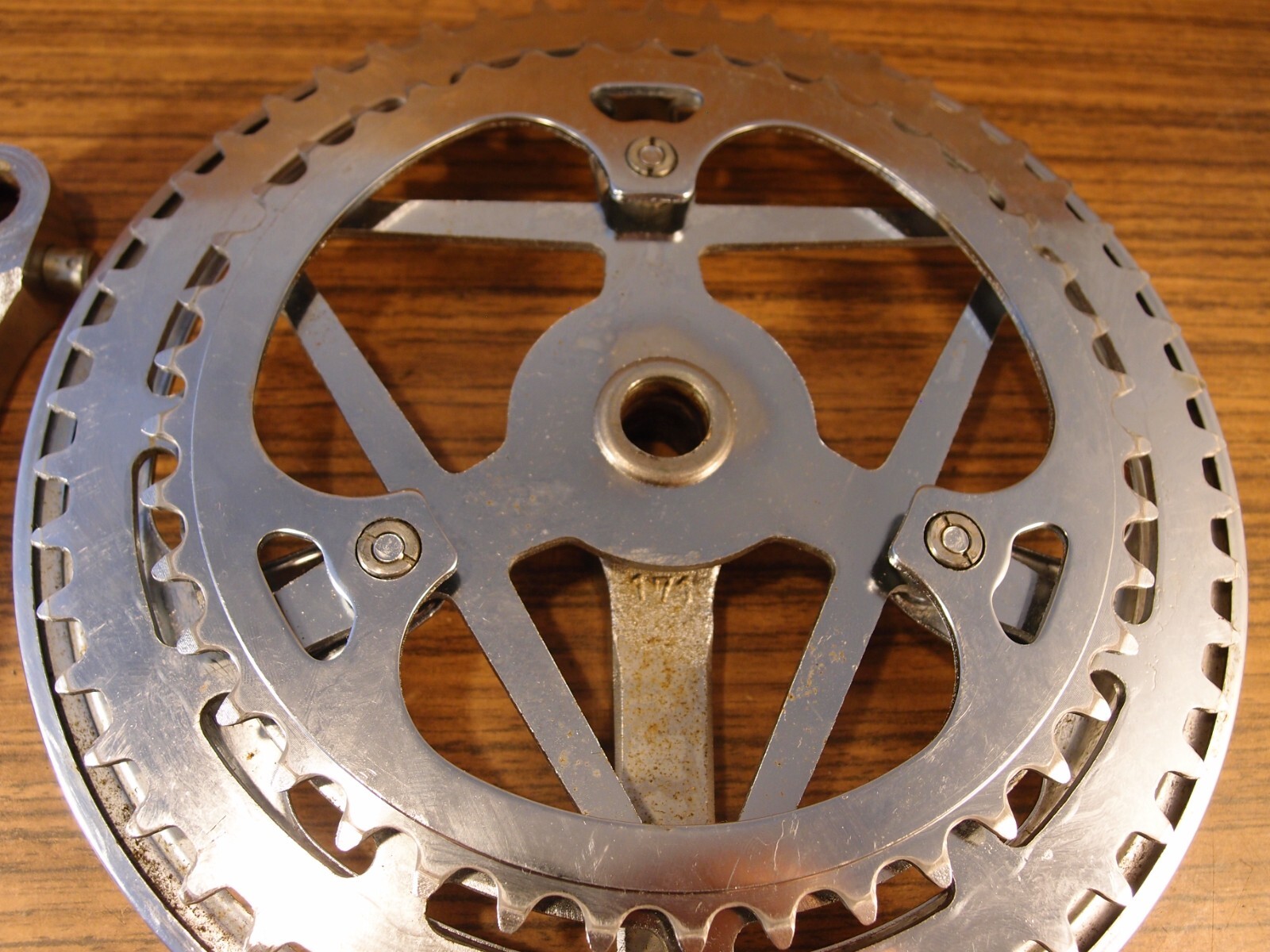 1980’s steel touring double crankset made in France 32/52 T 171 mm