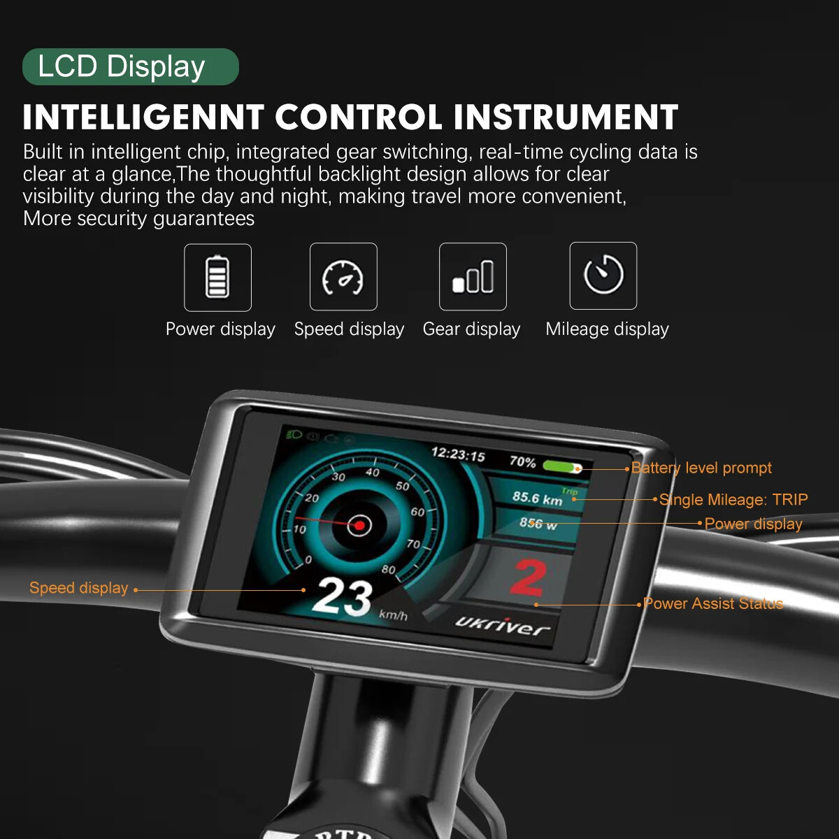 Electric Bike Sine Wave 3 Mode Controller Motor 17A26A30A40A+Color UKC1 Display