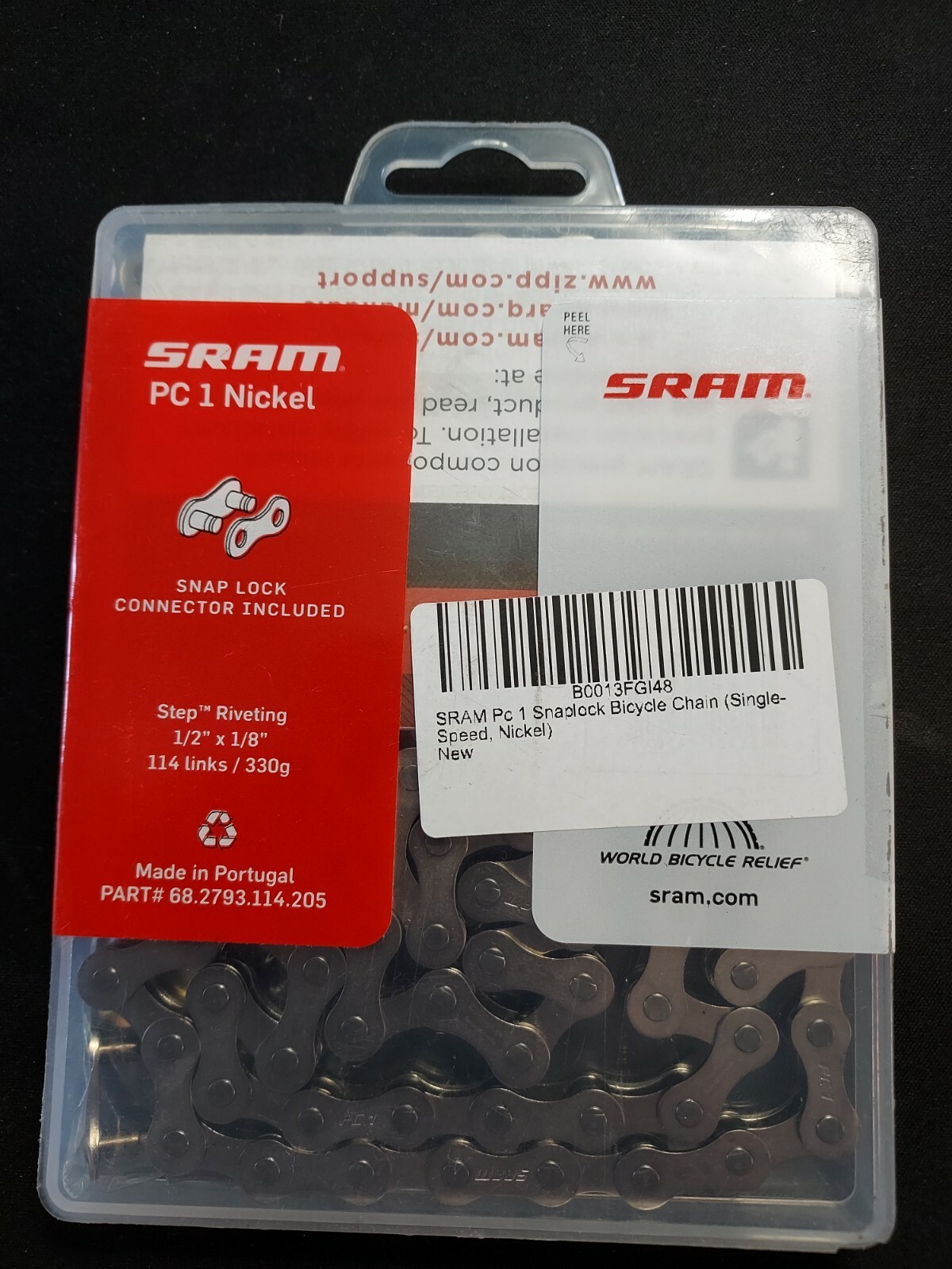 Sram Pc-1 Nickel Single Speed Chain SNAP LOCK connector included 1/2″x1/8″ NEW