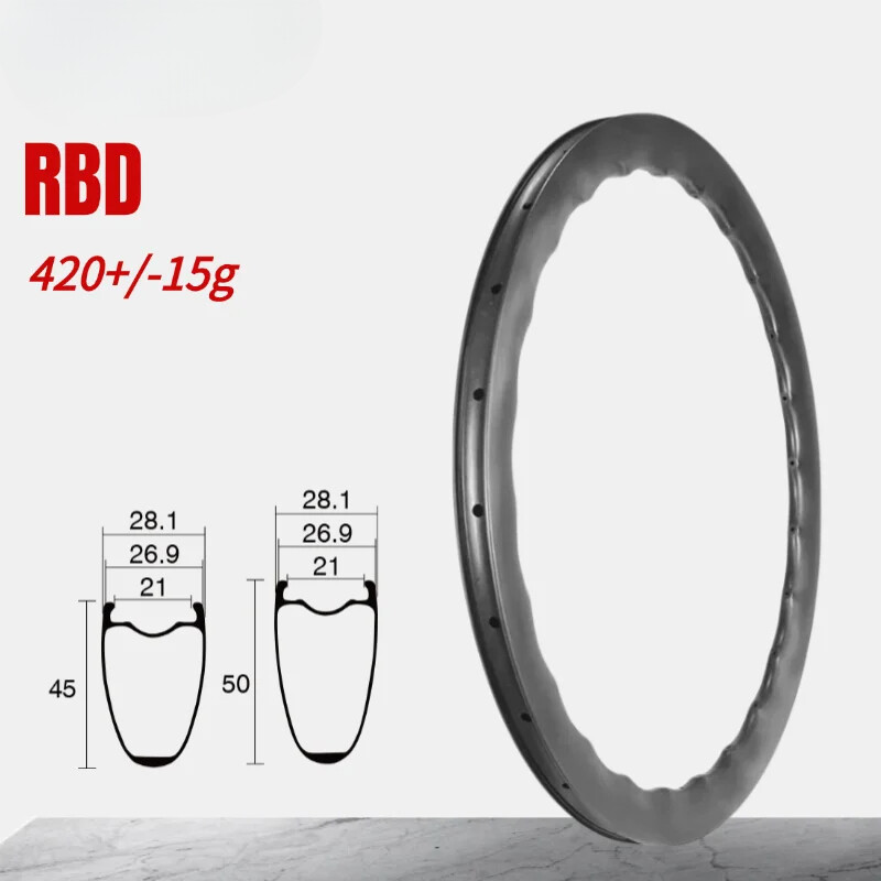 Ultra Light 700c Road Bike Carbon Disc Brake Wave Rim 24 Holes Clincher Tubeless